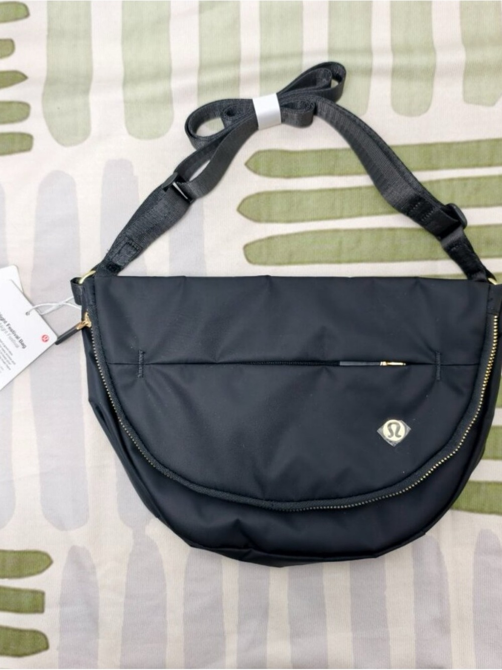 lululemon athletica Black Crossbody Messenger Bag with Gold Accents - Picture 1 of 7